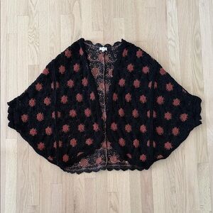 POL Black and Burnt Orange Floral Wrap